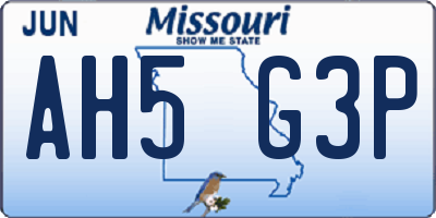 MO license plate AH5G3P