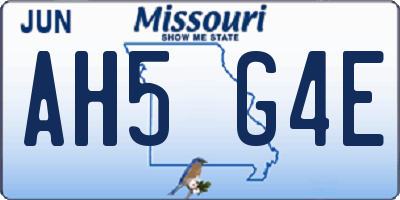 MO license plate AH5G4E