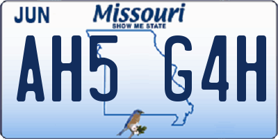 MO license plate AH5G4H