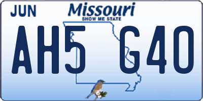 MO license plate AH5G4O