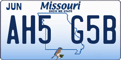 MO license plate AH5G5B