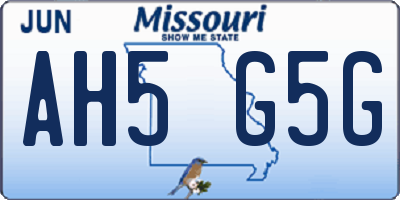 MO license plate AH5G5G