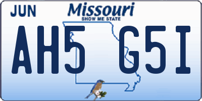 MO license plate AH5G5I