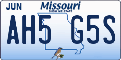 MO license plate AH5G5S