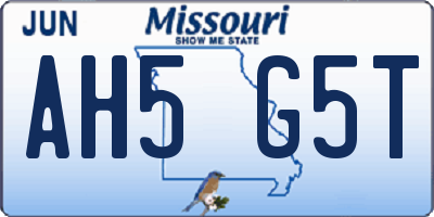 MO license plate AH5G5T