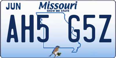 MO license plate AH5G5Z