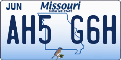 MO license plate AH5G6H