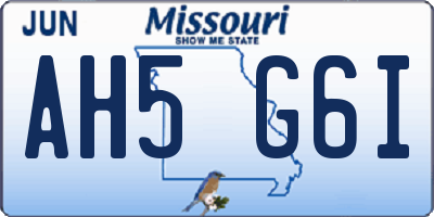 MO license plate AH5G6I