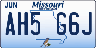MO license plate AH5G6J