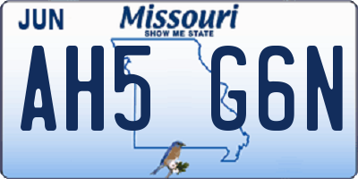 MO license plate AH5G6N