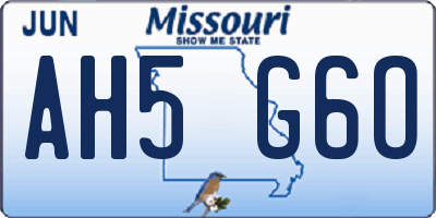 MO license plate AH5G6O