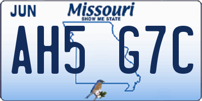 MO license plate AH5G7C