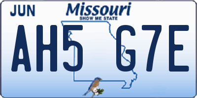 MO license plate AH5G7E