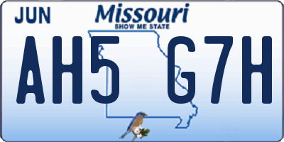 MO license plate AH5G7H