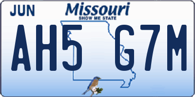 MO license plate AH5G7M
