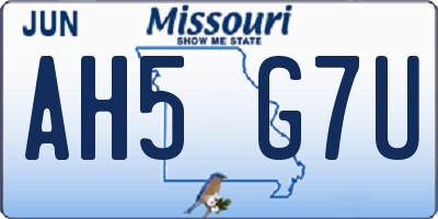 MO license plate AH5G7U