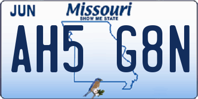MO license plate AH5G8N