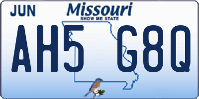 MO license plate AH5G8Q