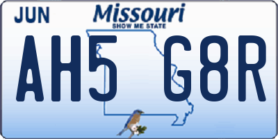 MO license plate AH5G8R