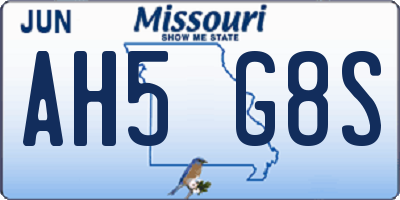 MO license plate AH5G8S