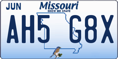 MO license plate AH5G8X