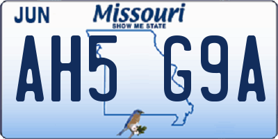 MO license plate AH5G9A