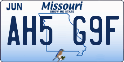 MO license plate AH5G9F