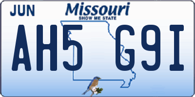 MO license plate AH5G9I