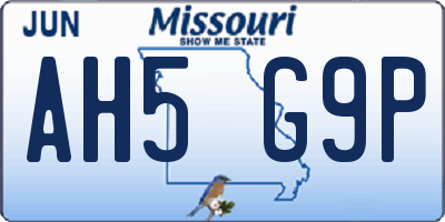 MO license plate AH5G9P