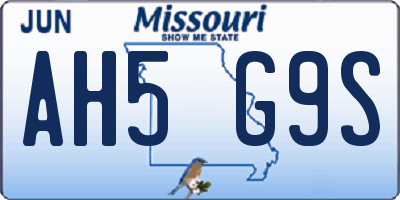 MO license plate AH5G9S