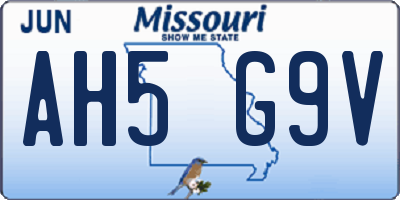 MO license plate AH5G9V