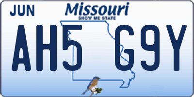 MO license plate AH5G9Y