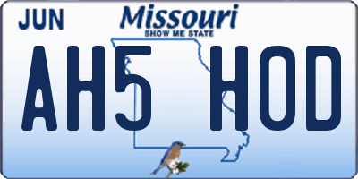 MO license plate AH5H0D