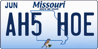 MO license plate AH5H0E
