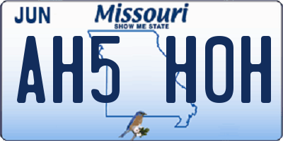 MO license plate AH5H0H