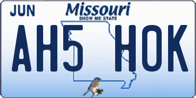 MO license plate AH5H0K