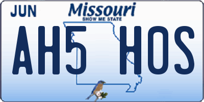 MO license plate AH5H0S