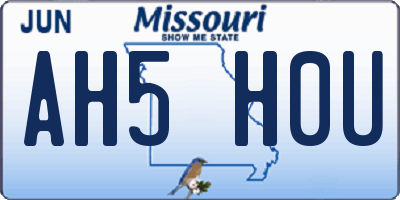 MO license plate AH5H0U