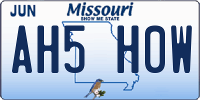 MO license plate AH5H0W