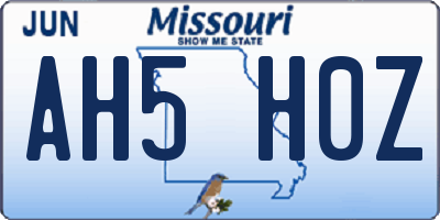 MO license plate AH5H0Z