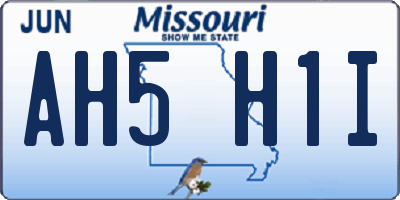MO license plate AH5H1I