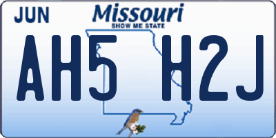 MO license plate AH5H2J