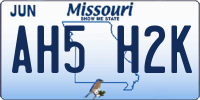 MO license plate AH5H2K