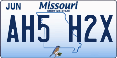 MO license plate AH5H2X