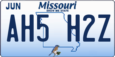 MO license plate AH5H2Z