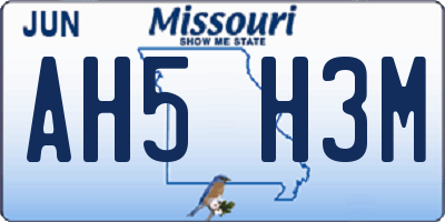 MO license plate AH5H3M