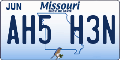 MO license plate AH5H3N