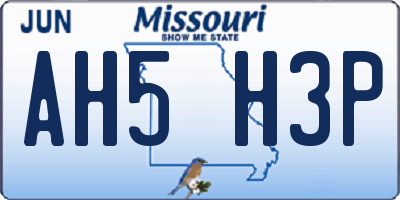 MO license plate AH5H3P