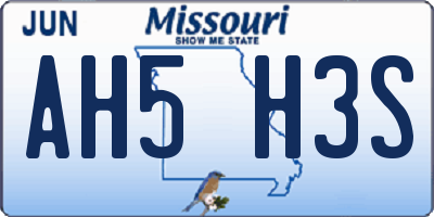 MO license plate AH5H3S