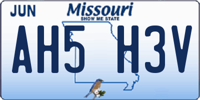 MO license plate AH5H3V